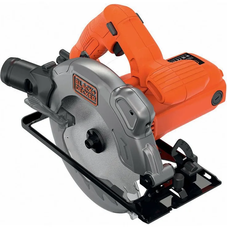 Black+Decker Handkreissäge (1250W, Schnitttiefe 66 mm - 50 mm (90°-45°), mit Parallelanschlag, Durchmesser 190 mm, mit Schnellspannhebel, integrierter Laser, inkl. 2 Sägeblätter) CS1250LA