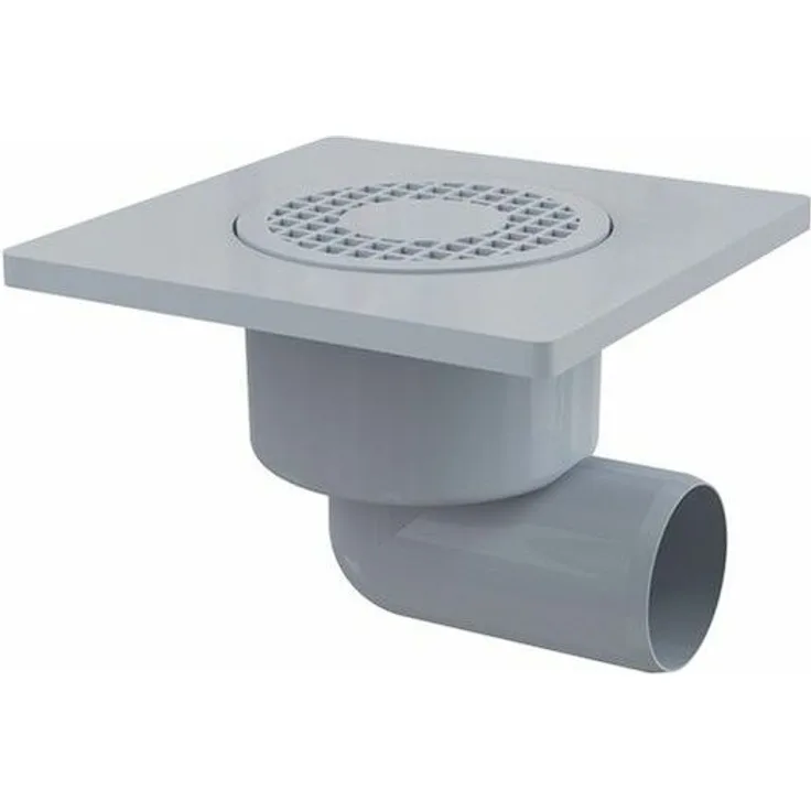Bodenablauf Waagerecht 150X150 DN50 Grau Duschablauf Badablauf Kunstoff Siphon Geruchsverschluss