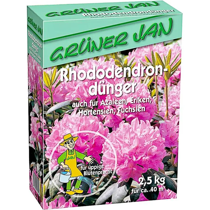 Grüner Jan Rhododendrondünger 2,5 kg Rhododendron Azaleen Hortensien Eriken Fuchsien Dünger
