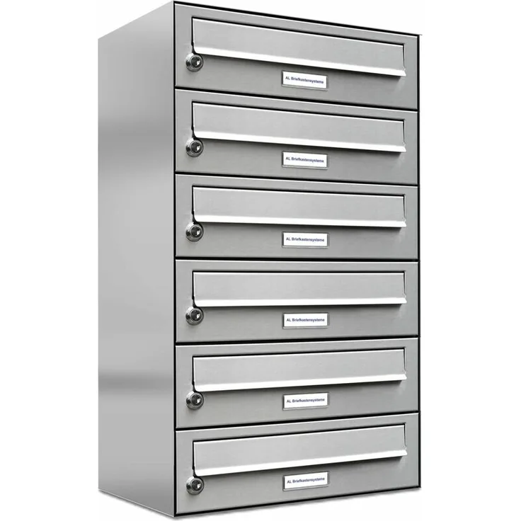 6er Edelstahl Briefkasten Anlage 6 Fach Wandbriefkasten Postkasten Ausführung 2