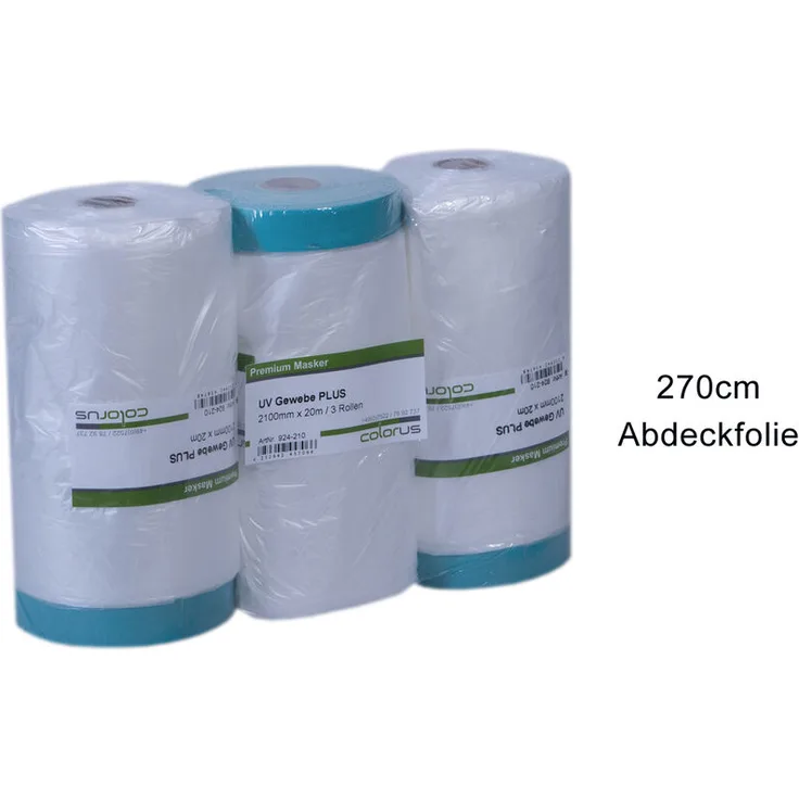 3 x Colorus Masker Tape PLUS UV Gewebe 270 cm x 16m Abdeckfolie Maskerband für raue Untergründe