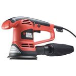 Black+Decker Exzenterschleifer (480W mit Staubfangsack, Klett-Fix-System, mit 3 Schleifscheiben, Softgriff, 3 m Kabel, zum Schleifen oder Polieren) KA191EK