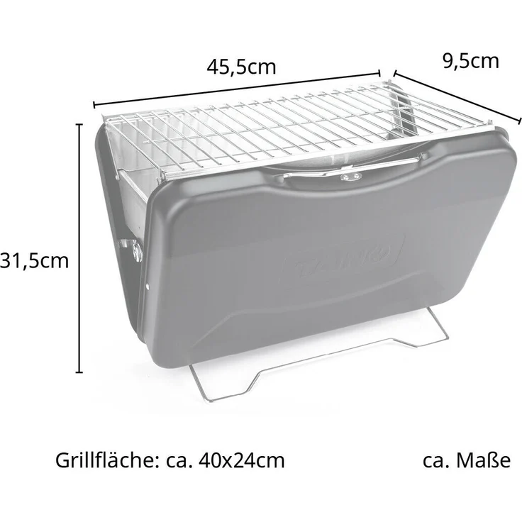TAINO MOX Holzkohlegrill klein BBQ Koffergrill Camping-Grill Kohlegrill Retro-Stil klappbar Griller tragbar mobil Schwarz, 3,5 kg – Bild 3