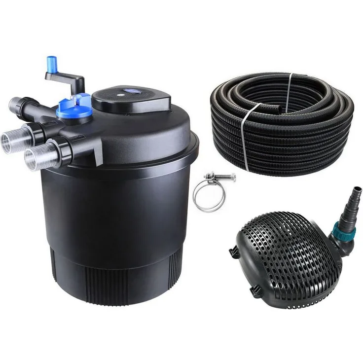 Aquaristikwelt24 Druckteichfilter Set CPF 20000 mit 38W Eco Pumpe 10m Schlauch bis 40.000l Nr.22