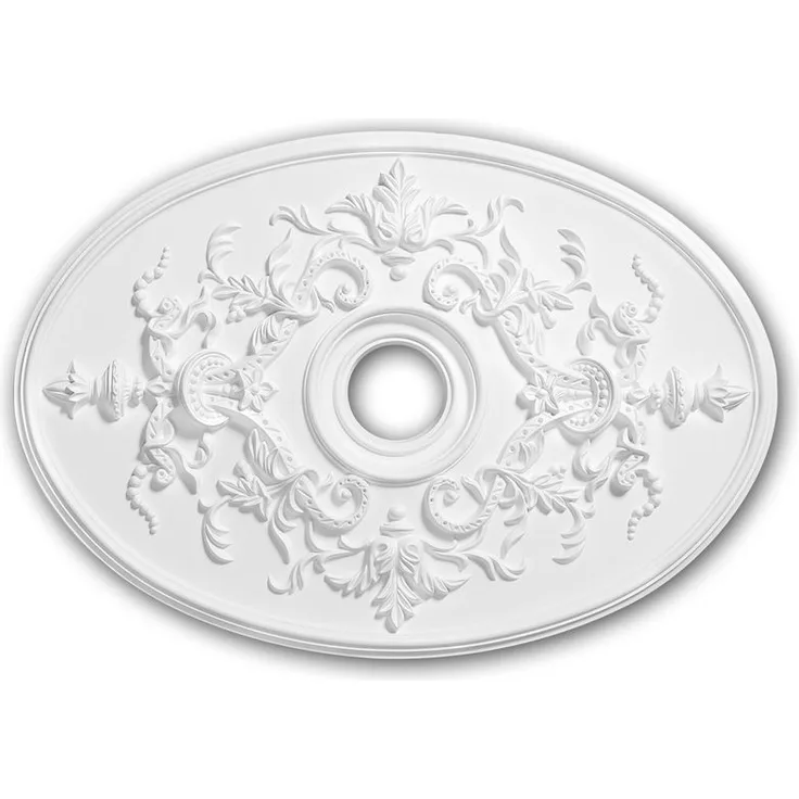 Profhome Decor - Rosette PROFHOME 156041 Zierelement Deckenelement Neo-Empire-Stil weiß 78,5 x 54,4 cm