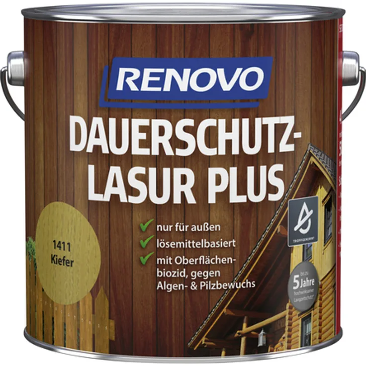 Renovo - Holzschutz-Lasur PLUS für außen, 4 l, Kiefer - braun