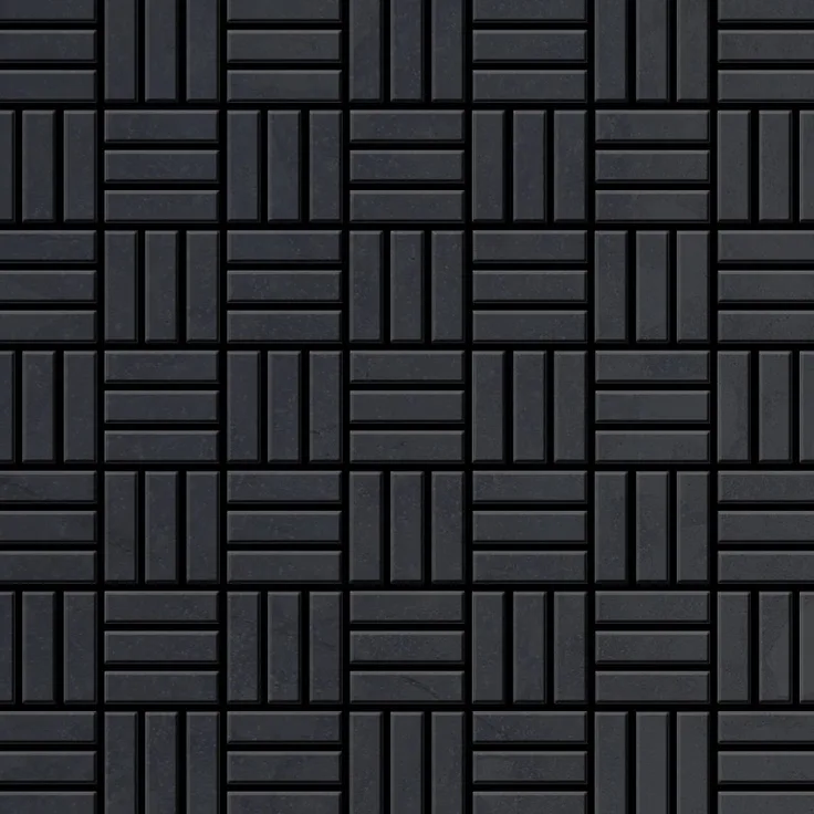 Mosaik Fliese massiv Metall Rohstahl gewalzt in grau 1,6mm stark ALLOY Basketweave-RS 0,82 m2