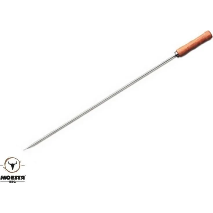 Moesta-BBQ 10211 - Grillspieß für Churrasco-Set - Edelstahl mit Holzgriff - 75cm x 10mm – Kugelgrill Mangal Brat-Spieß