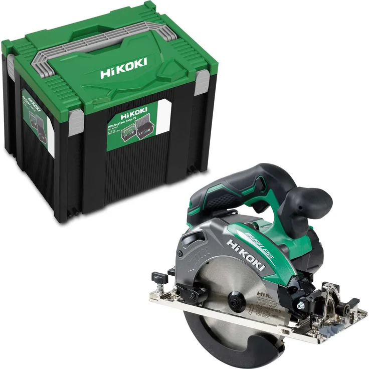 HITACHI HiKOKI Akku-Handkreissäge C18DBALW2Z 18 V, 2-stufiger Sicherheitsschalter inkl. HM-Sägeblatt, Schlüssel, Parallelanschlag, HSC IV Box, ohne Akku, ohne Ladegerät