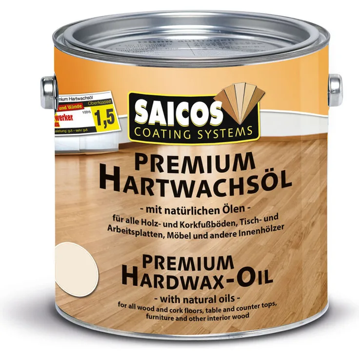 Premium Hartwachsöl 3320 Ultramatt Plus farblos 2,5 Liter - Saicos