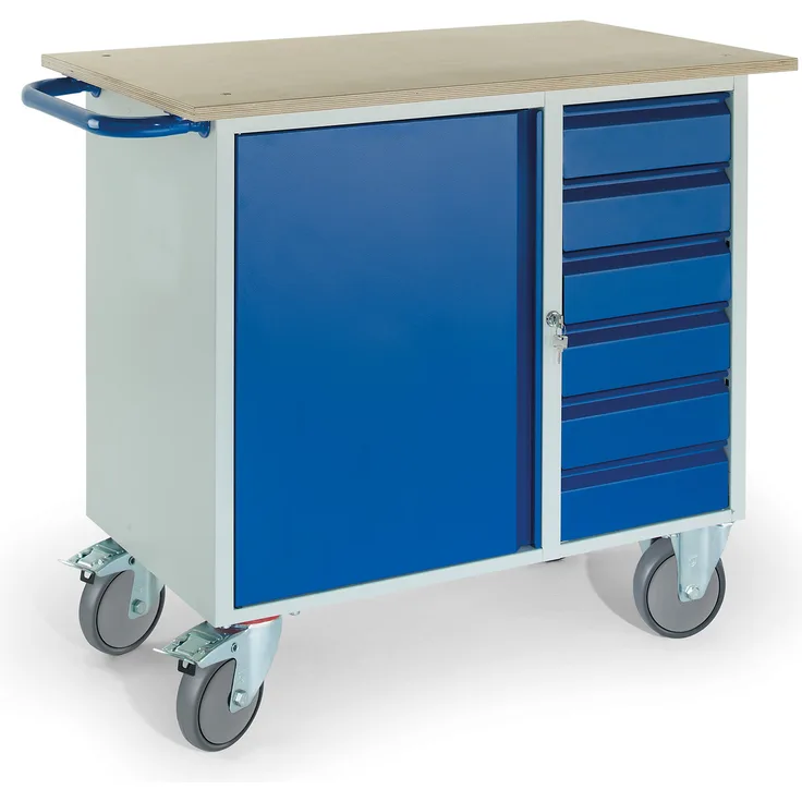 Rollcart Montagewagen mit 6 Schubladen und Stahlschrank