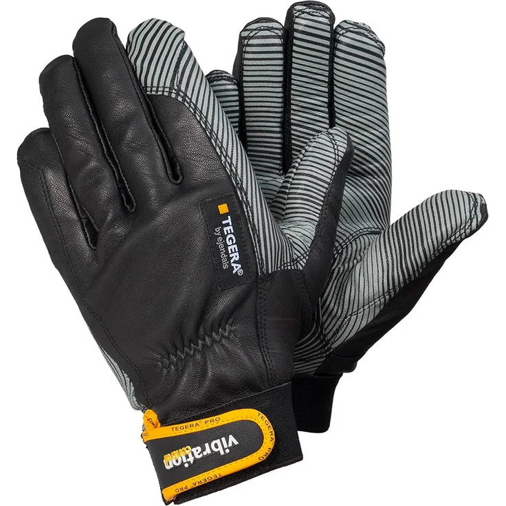 Ejendals Vibrationsdämpfender Tegera 9181 Handschuh, Größe 11, 1 Stück, schwarz / gelb, 9181-11