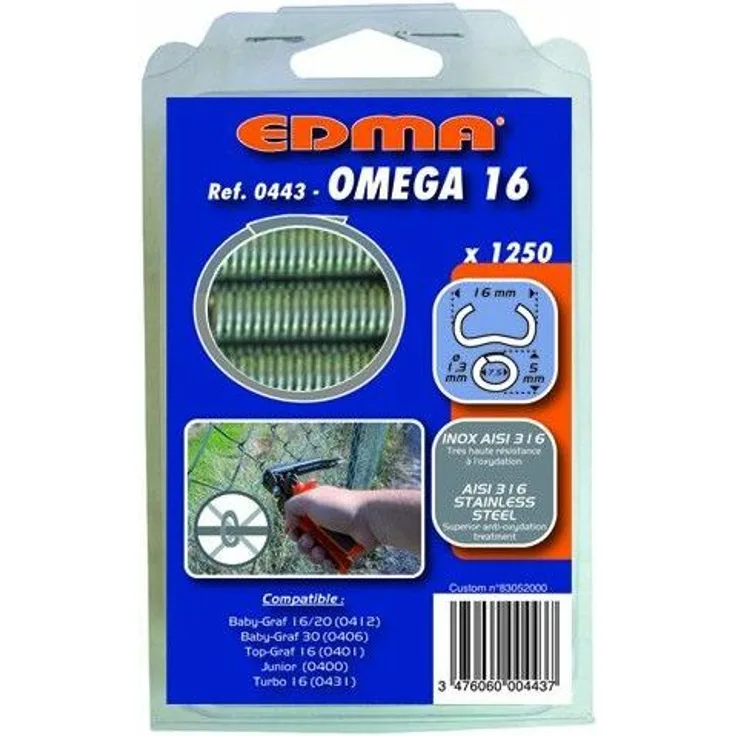 OMEGA 16 ZAUNRINGE - Edelstahl AISI 316 - 1250 Stk. - EDMA