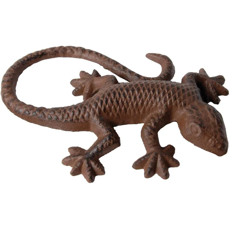 Esschert Design Gartenfigur, Skulptur Motiv Eidechse aus Gusseisen, ca. 15 cm x 10 cm x 2,8 cm