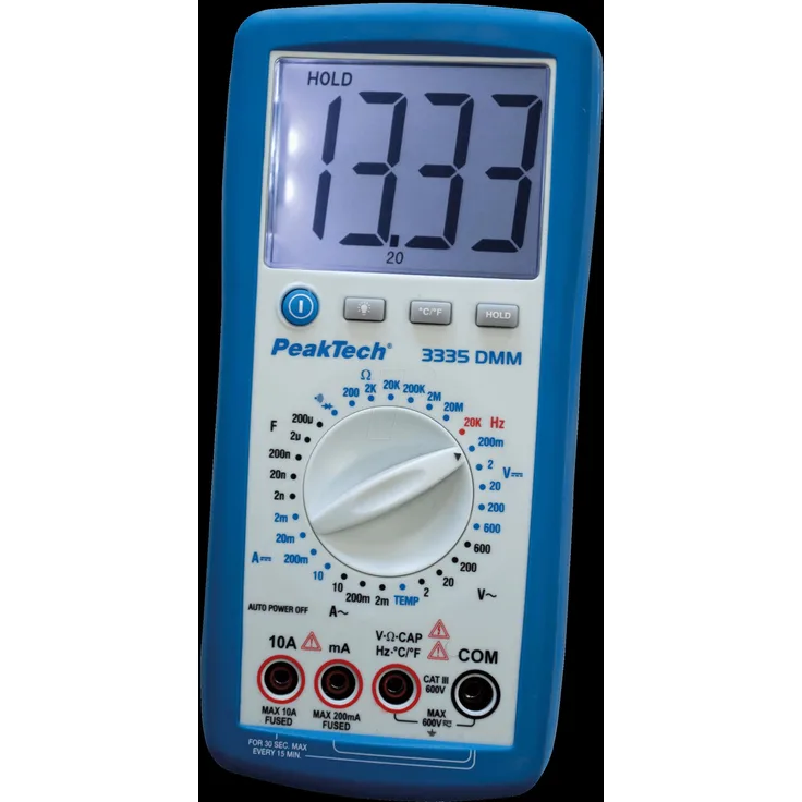 PeakTech Digital-Multimeter RMS 3 -stelliges LCD-1999 Stellen 600 VAC 600 VDC 10 ADC PeakTech 3335