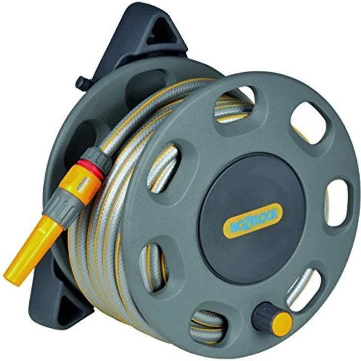 Hozelock 30 m Wandschlauchbox mit 15 m Schlauch 2422 mit Maxi-Plus-Schlauch grün, grau