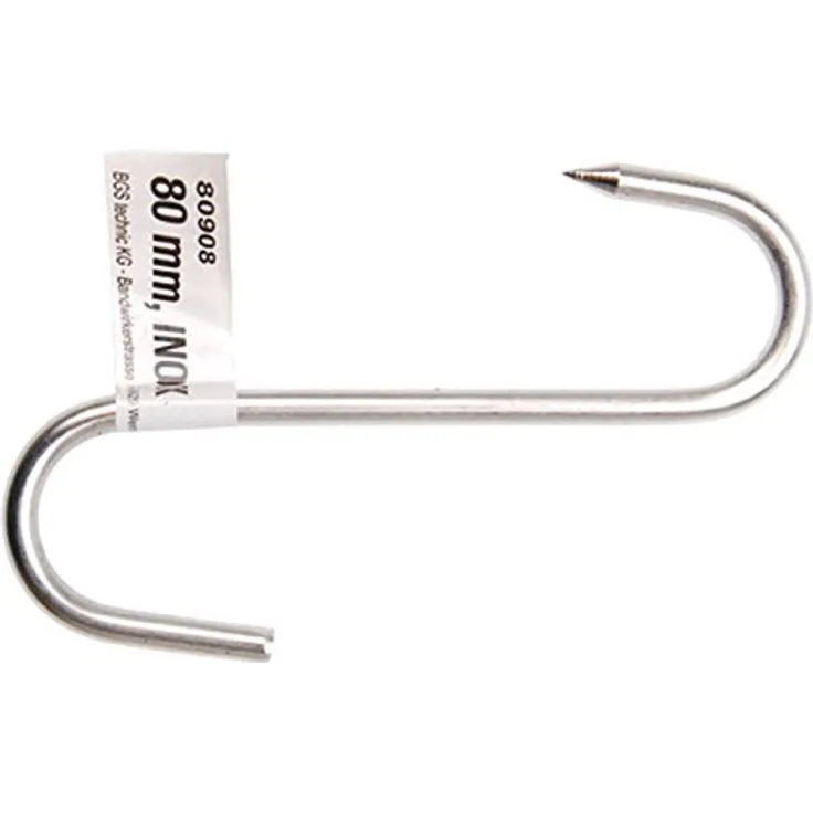 Kraftmann 80908 | Fleischerhaken | INOX | 80 mm | Metzgerhaken | Edelstahlhaken | S-Haken | Räucherhaken | Lebensmittelhaken