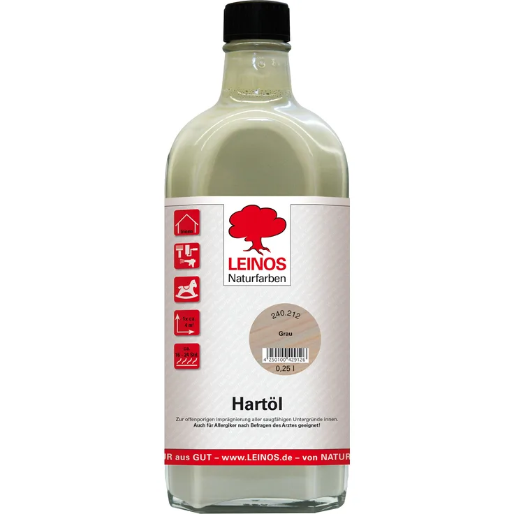 Leinos 240 Hartöl für Innen 212 Grau 0,25 l