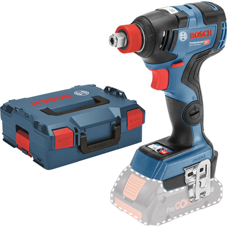 Bosch Professional 18V System Akku Drehschlagschrauber GDX 18V-200 C (max. Drehmoment: 200 Nm, 1-4 Zoll-Innensechskant, 1-2 Zoll-Außenvierkant, Connect Ready, ohne Akkus und Ladegerät, in L-BOXX) – Bild 1