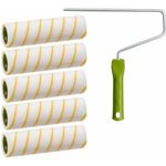 5 x Colorus Gelbfaden Farbwalze | Malerwalze 25 cm 12 mm Flor Polyacryl | Für Wand und Fassadenfarben | Malerrolle inklusive Farbroller-Bügel 8mm |