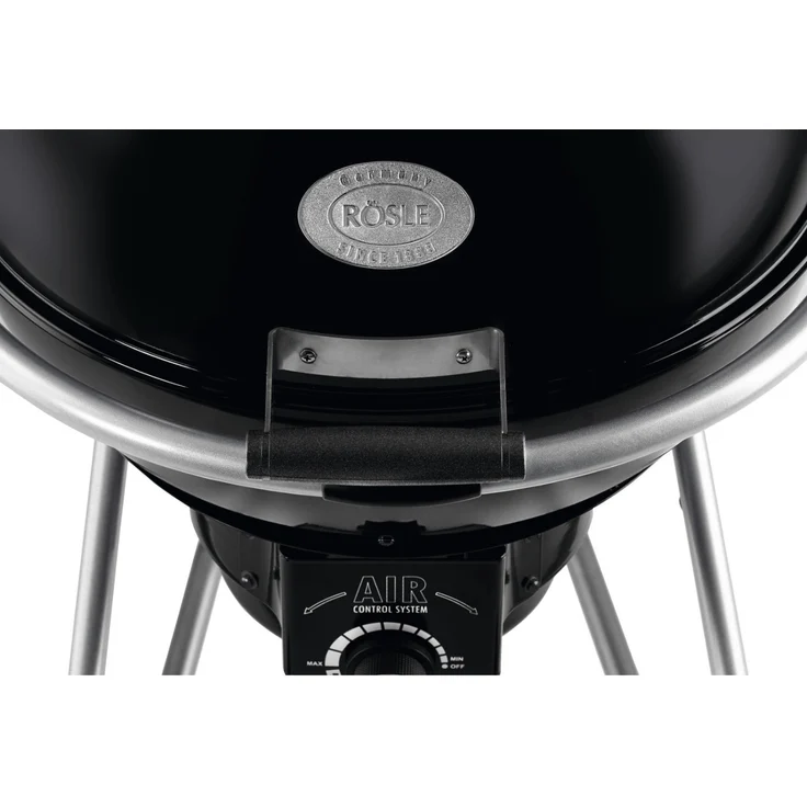 RÖSLE Holzkohle-Kugelgrill No. 1 AIR F50, Stahl schwarz, 75 x 83 x 105 cm, Air Control System, Deckelscharnier, klappbarer Holzkohlegrillrost, 22,2 kg, Ø Grillfläche 50 cm – Bild 3