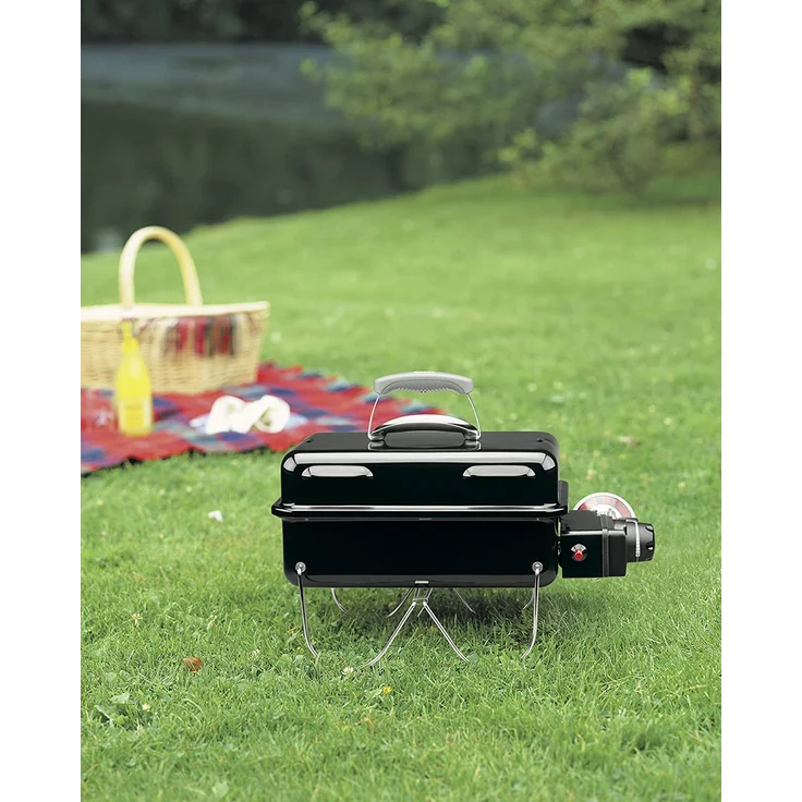 Weber Go-Anywhere Gasgrill Balkongrill klein, 1 Brenner, 2-3 Personen, Maße 37 x 53 x 31 cm, schwarz – Bild 4