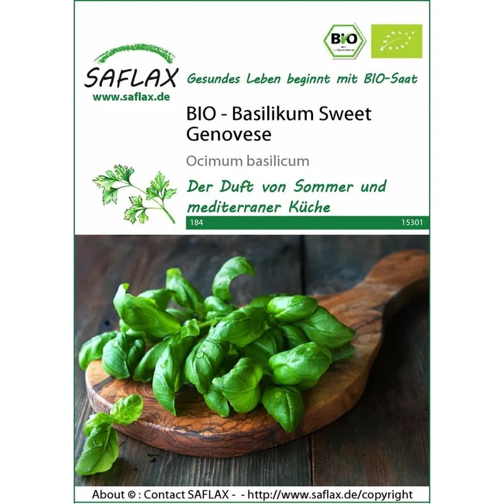 SAFLAX Basilikum Sweet Genovese BIO Basilikumsamen von Saflax