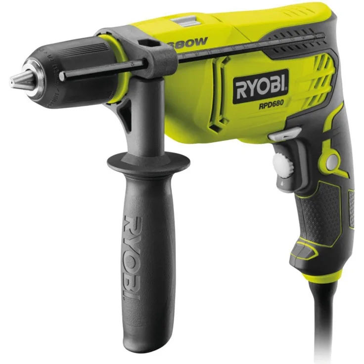 Ryobi 5133002016 1-Gang Schlagbohrmaschine Typ RPD680-K, 800 V, Grün, Schwarz