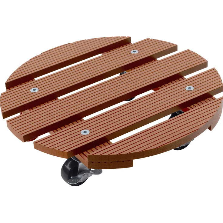 Metafranc WPC-Pflanzenroller Ø 300 mm-60 kg Tragkraft-Braun-PP-Räder-Feststeller-Witterungsbeständig-Outdoorroller-Untersetzer mit Rollen-Transporthilfe für Pflanzen - 825120 – Bild 1