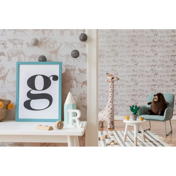 Vliestapete - Safari - Beige - 10mx53cm - Art For The Home