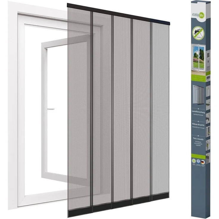 easy life Lamellenvorhang Fliegengitter Türe Fiberglas schwarz 125 x 240 cm – Bild 1