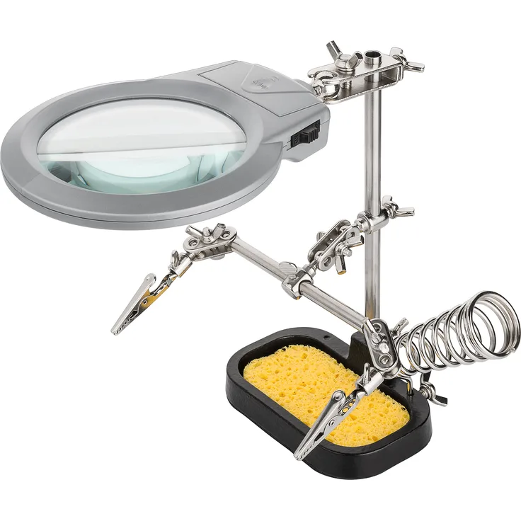 Fixpoint 51226, Löthlife dritte Hand mit Lupe und Lötkolbenhalter die Ideale Hilfe für alle filigranen Lötarbeiten,schwarz