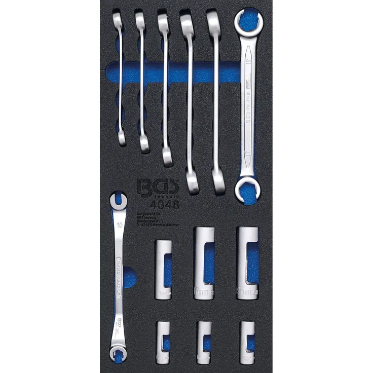 BGS 4048 | Werkstattwageneinlage 1-3: Offene Ringschlüssel und Spezial-Einsätze (10 mm (3-8'') | 13-tlg.