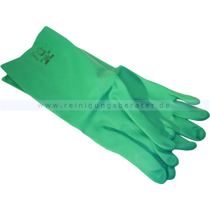 Chemikalien Schutzhandschuhe Sol-Vex S Gr. 7, Nitrilhandschuhe mit Chemikalienschutz, 37 cm lang