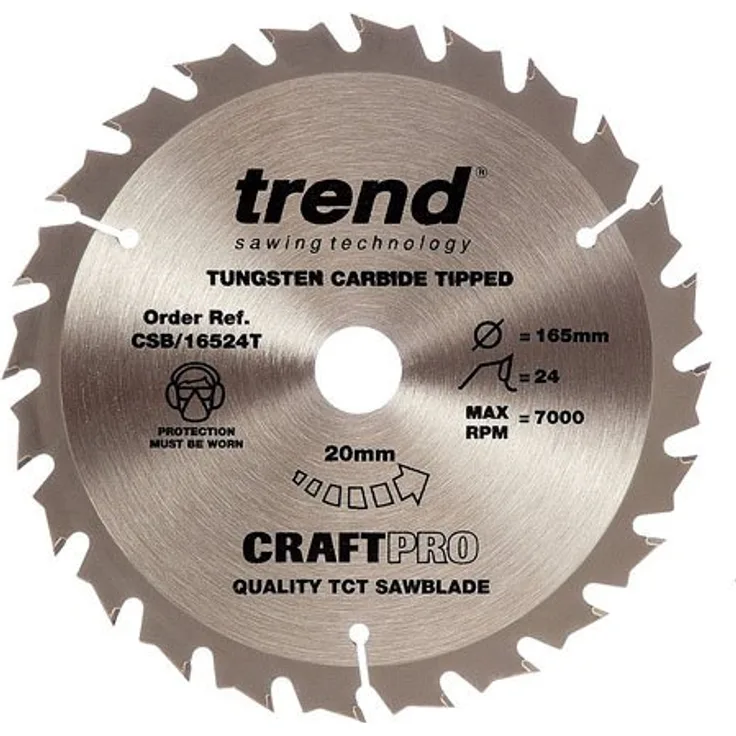 Trend CSB/16524T 165 x 20 mm 24 Zähne Craftpro Sägeblatt