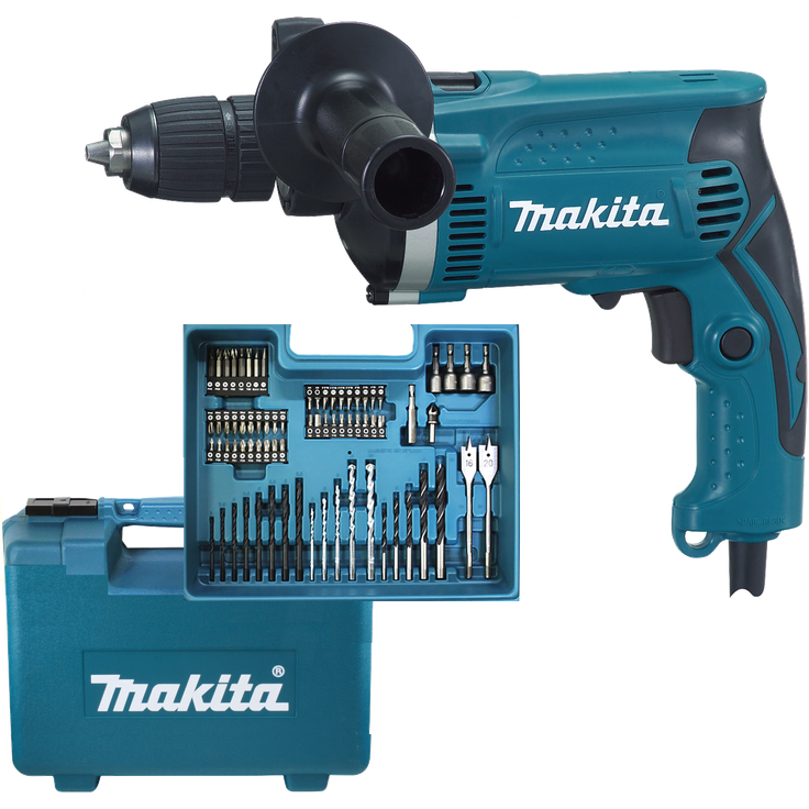 Makita HP1631KX3 Schlagbohrmaschine im Koffer, 710 W inklusive 74tlg. Zubehör-Set – Bild 4