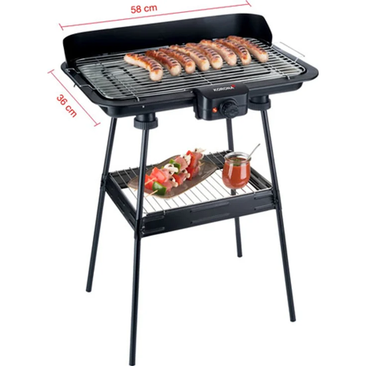 KORONA 46221 Elektrischer Standgrill mit XXL-Grillrost 2200 W Windschutz große Grillfläche – Bild 1