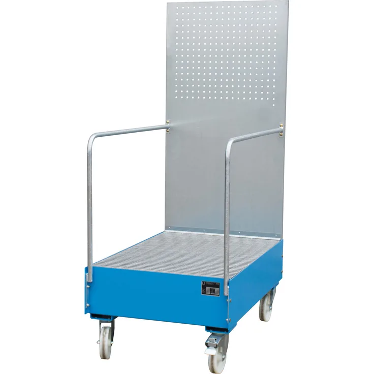 Bauer Fahrbare Auffangwanne mit Lochplattenwand LPW 200-3, lackiert, Lichtblau
