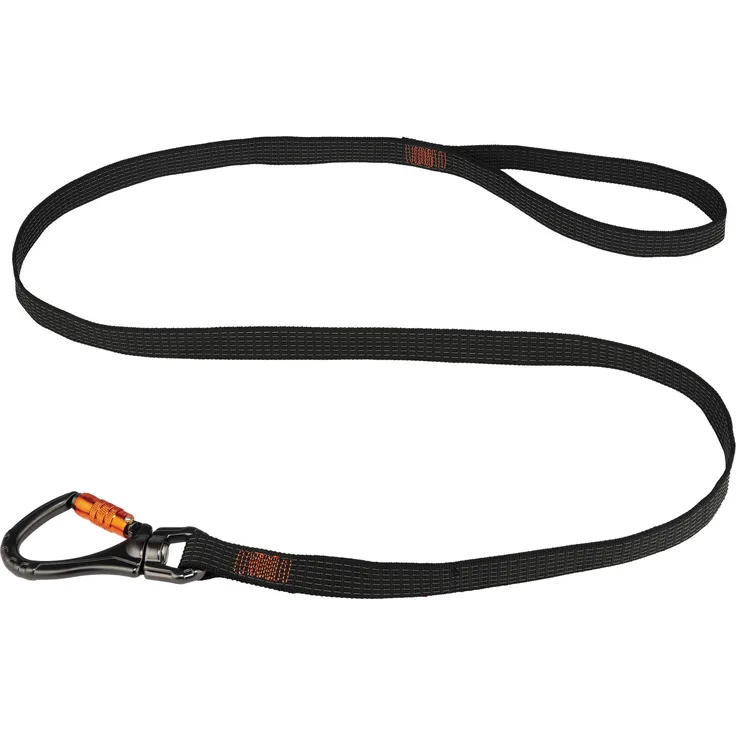 Ergodyne Squids 3129 Werkzeug-Lanyard mit doppeltem Verriegelungs-Karabiner und Drehgelenk, Standardgröße, Schwarz