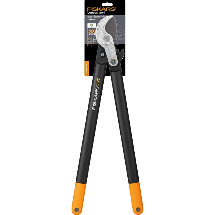 Fiskars PowerGear Astschere, Amboss-Getriebeastschere, 70 cm lang, aus Stahl und Fiberglas, hakenförmige Klinge – Bild 2