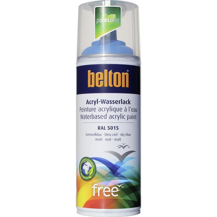 belton free Lackspray 400 ml, Acryl Wasserlack, himmelblau, matt – Bild 1