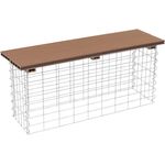 ESTEXO Gabionenbank Gabionen Sitzbank WPC 100x30x43cm Gartenbank Draht Bank hellbraun