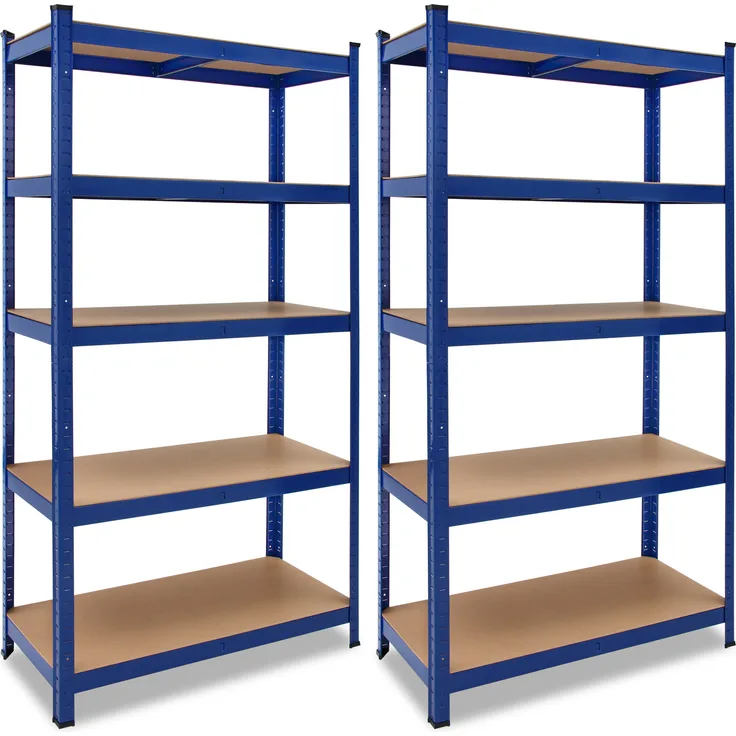 2x Monzana Schwerlastregal 180x90x40cm 875kg blau 5 MDF-Platten Lagerregal Kellerregal Steckregal Werkstattregal