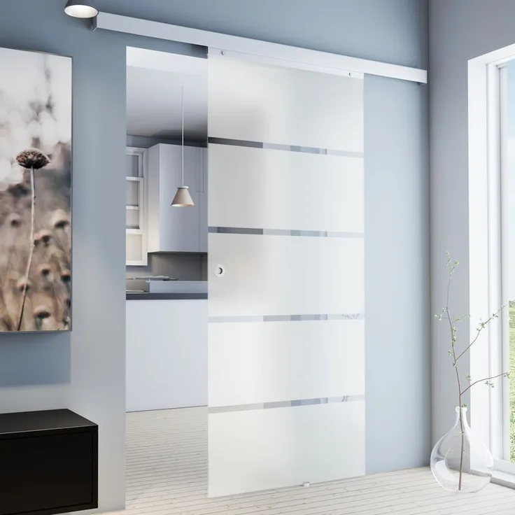 Tür Schiebetür Glas Blockstreifen 1025x2200 Zimmertür Glasschiebetür - Griffmuschel