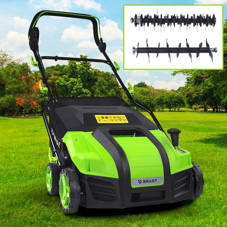 BRAST Vertikutierer Elektro Rasenlüfter 1800 Watt 40cm Arbeitsbreite Kombi Gerät Moosentferner