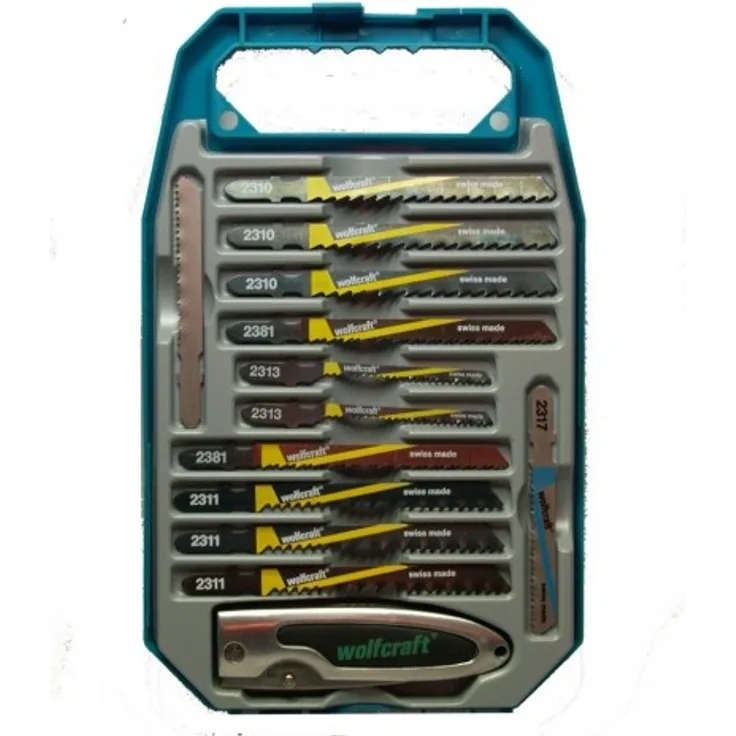 Wolfcraft 2377000 1 Stichsägeblatt-Set + Taschenmesser 12-tlg
