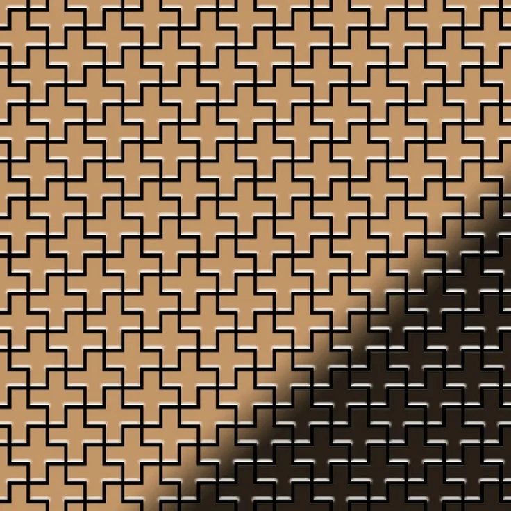 Mosaik Fliese massiv Metall Titan hochglänzend in kupfer 1,6mm stark ALLOY Swiss Cross-Ti-AM 0,88 m2