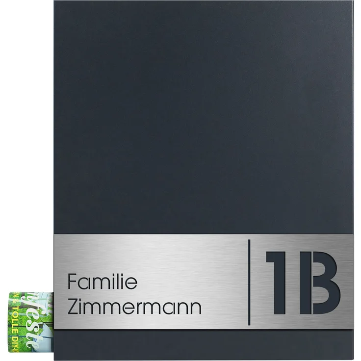 MOCAVI Box 111 Briefkasten mit Zeitungsfach anthrazit-grau (RAL 7016) inkl. Name und Hausnummer graviert V4A-Edelstahl