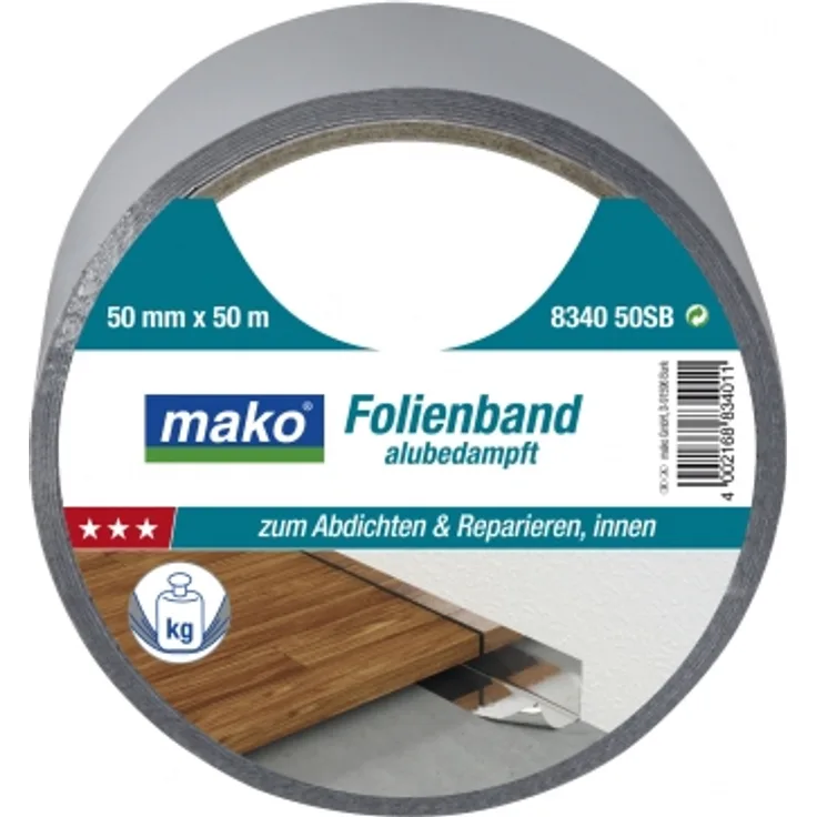 Mako KOMFORT Folienband alubedampft 50mm x 50m Folienklebeband Nr. 834050