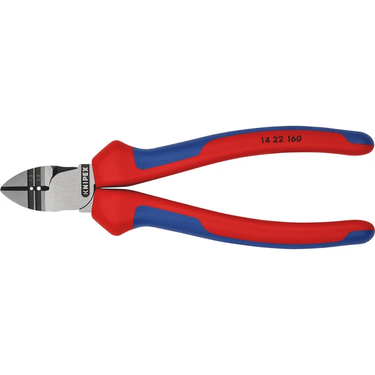 KNIPEX 14 22 160 Abisolier-Seitenschneider schwarz atramentiert mit Mehrkomponenten-Hüllen 160 mm – Bild 3